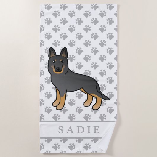 Black Bi-Color German Shepherd Dog & Individuelle Strandtuch (Vorderseite)