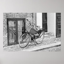 Black Bicycle with Big Basket, Kopenhagen, Dänemar Poster