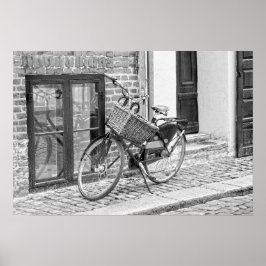 Black Bicycle with Big Basket, Kopenhagen, Dänemar Poster