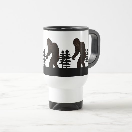 Black Big Foot Sasquatch Yeti Swamp Ape Cryptid Reisebecher (VorderseiteRechts)