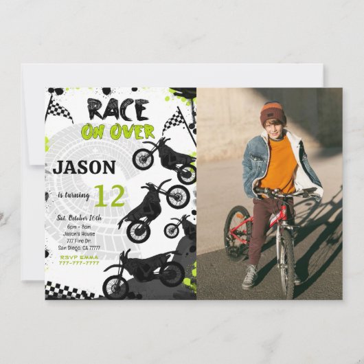 Black Bike Birthday Foto Einladung (Vorderseite)