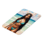 Black Bikini Frau mit Locations Magnet (Linke Seite)