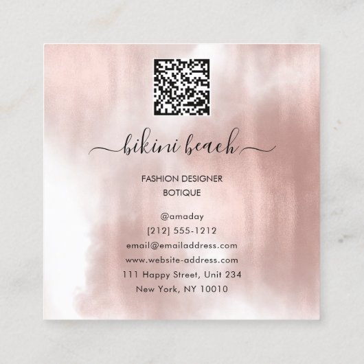 Black Bikini Lingerie Beach Kostüme Unterwäsche Sh Quadratische Visitenkarte (Rückseite)