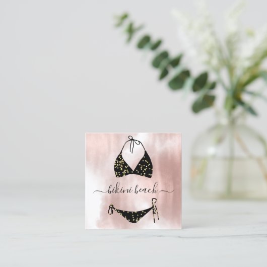 Black Bikini Lingerie Beach Kostüme Unterwäsche Sh Quadratische Visitenkarte (Stehend Vorderseite)