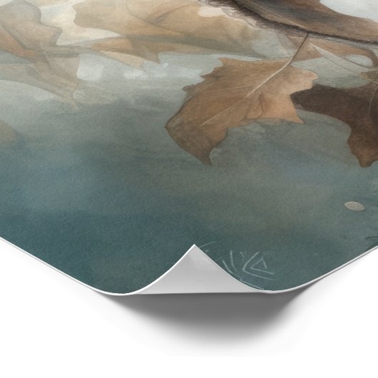 Black Billard Magpie Bird Art Print Poster (Ecke)