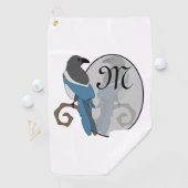 Black Billed Magpie Monogram Golfhandtuch (Insitu)