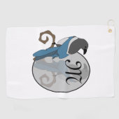 Black Billed Magpie Monogram Golfhandtuch (Horizontal)