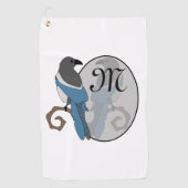 Black Billed Magpie Monogram Golfhandtuch (Vorderseite)