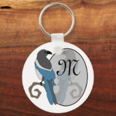 Black Billed Magpie Monogram Schlüsselanhänger (Vorderseite)
