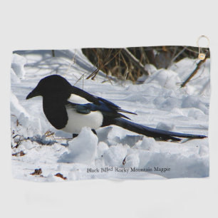 Black Billed Rocky Mountain Magpie Golf Handtuch