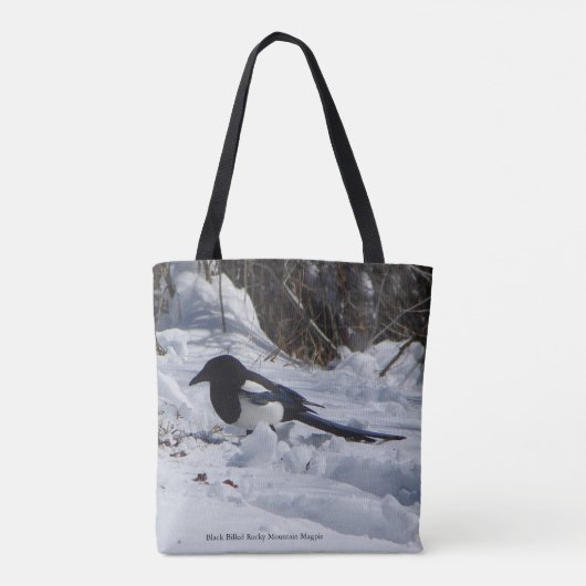 Black Billed Rocky Mountain Magpie über Tasche (Rückseite)