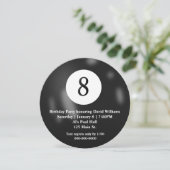 Black Billiard Aight Ball Geburtstagsparty Einladung (Stehend Vorderseite)