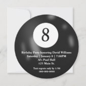 Black Billiard Aight Ball Geburtstagsparty Einladung (Vorderseite)