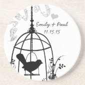 Black Bird Cage Vintag Love Bird Untersetzer (Vorne)