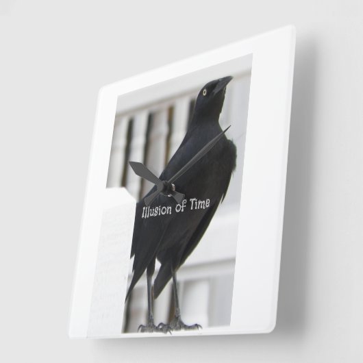 Black Bird Clock Quadratische Wanduhr (Winkel)