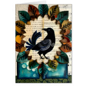 Black Bird Collage Folk Blank Inside Card (Vorne)