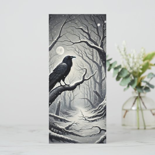 Black Bird Crow Dark Winter Night Weihnachtskarte (Stehend Vorderseite)