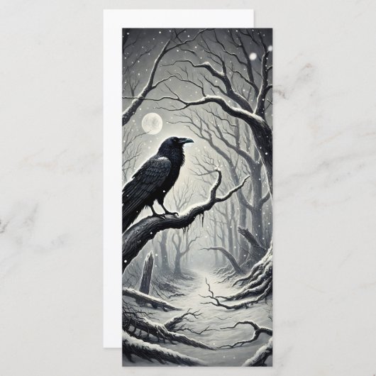 Black Bird Crow Dark Winter Night Weihnachtskarte (Vorne/Hinten)