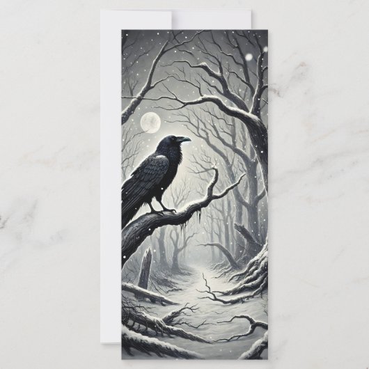Black Bird Crow Dark Winter Night Weihnachtskarte (Vorderseite)
