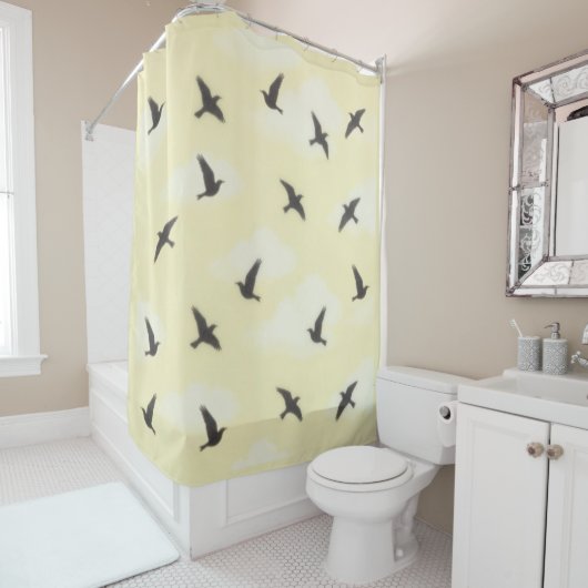 Black Bird Fly Shower Curtain Duschvorhang (Beispiel)