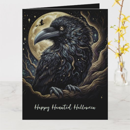 Black Bird Halloween Karte (Gelbe Blume)