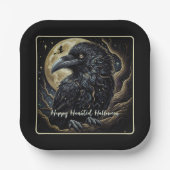 Black Bird Halloween Pappteller (Vorderseite)
