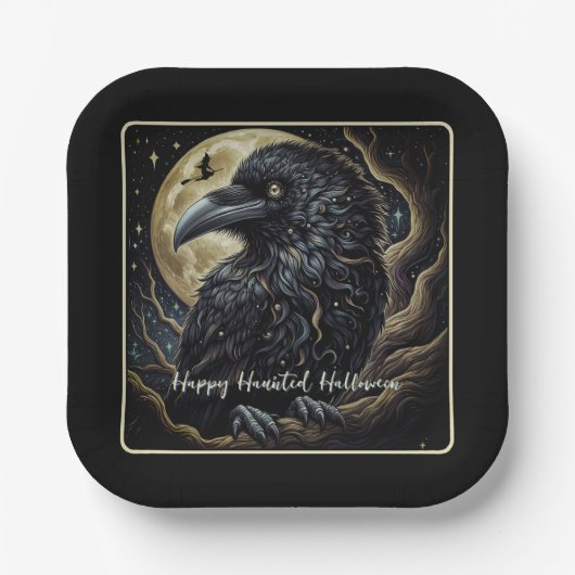 Black Bird Halloween Pappteller (Vorderseite)