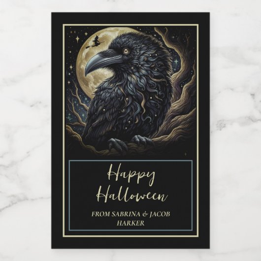 Black Bird Halloween Weinetikett (Einzelnes Label)
