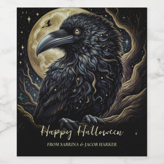 Black Bird Halloween Weinetikett (Einzelnes Label)