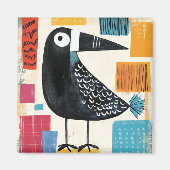 Black Bird Moderne Kunst, Magnet (Vorne)