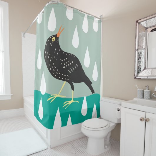 Black Bird Poster Duschvorhang (Beispiel)