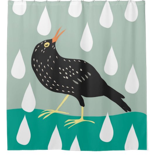 Black Bird Poster Duschvorhang (Vorderseite)