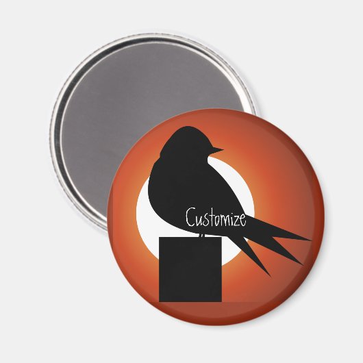 Black Bird Silhouette Sun Thunder_Cove Magnet (Vorderseite/Rückseite)