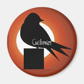 Black Bird Silhouette Sun Thunder_Cove Magnet (Vorne)