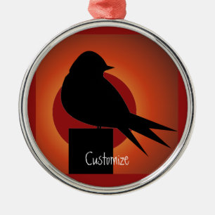 Black Bird Silhouette Sun Thunder_Cove Ornament Aus Metall