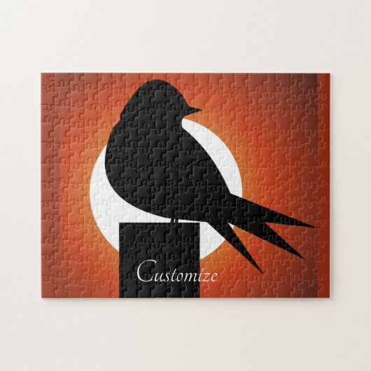 Black Bird Silhouette Sun Thunder_Cove Puzzle (Horizontal)