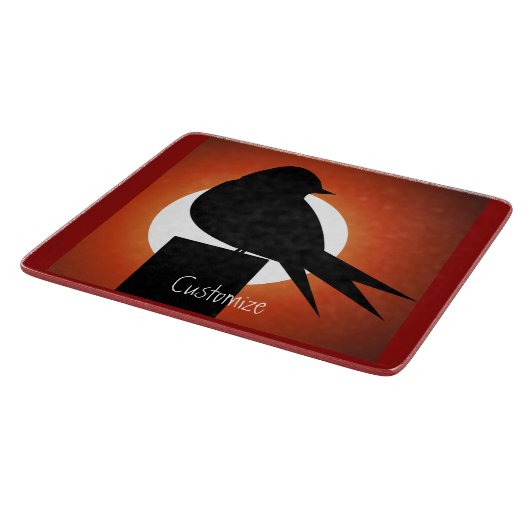 Black Bird Silhouette Sun Thunder_Cove Schneidebrett (Ecke)