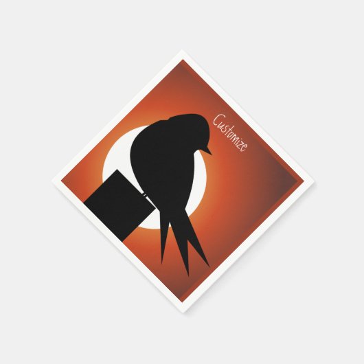 Black Bird Silhouette Sun Thunder_Cove Serviette (Ecke)