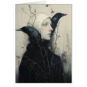 Black Bird Woman Blank Inside Card (Vorne)