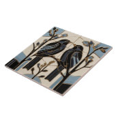 Black Birds Art Nouveau Bird Art Deco BlackBird Fliese (Seite)