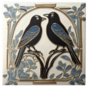 Black Birds Art Nouveau Bird Art Deco BlackBirds Fliese