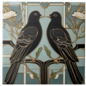 Black Birds Art Nouveau Bird Art Deco Tauben Fliese