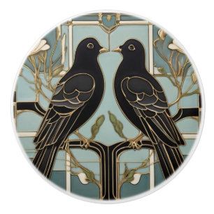 Black Birds Art Nouveau Bird Art Deco Tauben Keramikknauf