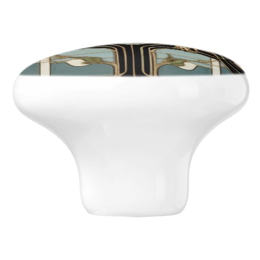 Black Birds Art Nouveau Bird Art Deco Tauben Keramikknauf (Seitenansicht)