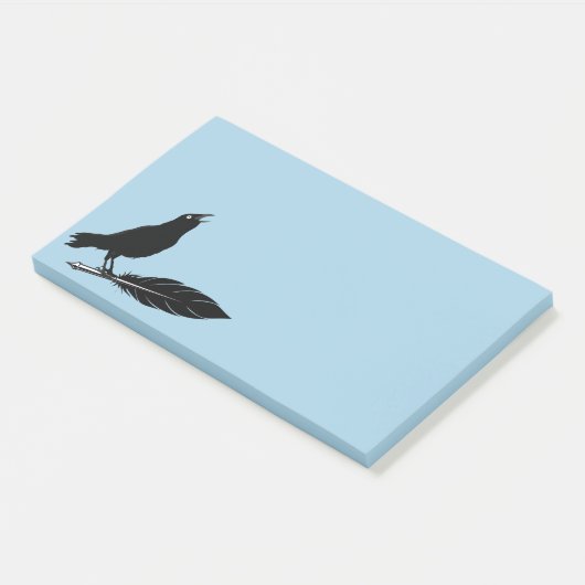 Black Birds Feather Pen Raven Post-it Notes Klebezettel (angewinkelt)