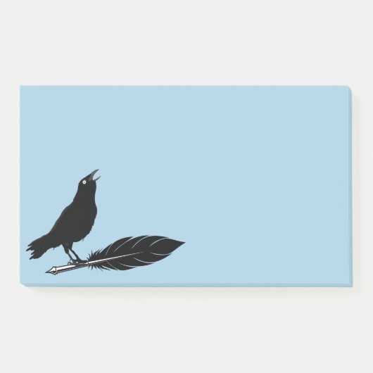 Black Birds Feather Pen Raven Post-it Notes Klebezettel (Vorderseite)