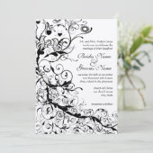 Black Birds & Wirbel #8 Einladung zur Hochzeit (Stehend Vorderseite)