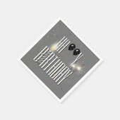 Black Birthday Balloons and Sparklers on Grau Serviette (Ecke)