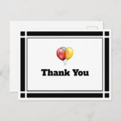 Black Birthday Balloons Danke, Postcard Postkarte (Vorne/Hinten)