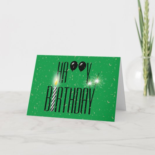 Black Birthday Balloons mit Sparkler Karte (Vorderseite)